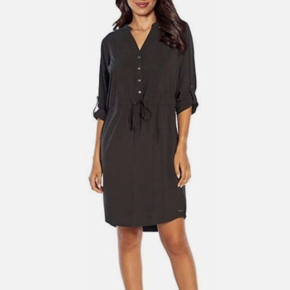 ORVIS Pack and Go Black Long Sleeve Button-Up Dress Size XS - Picture 1 of 8